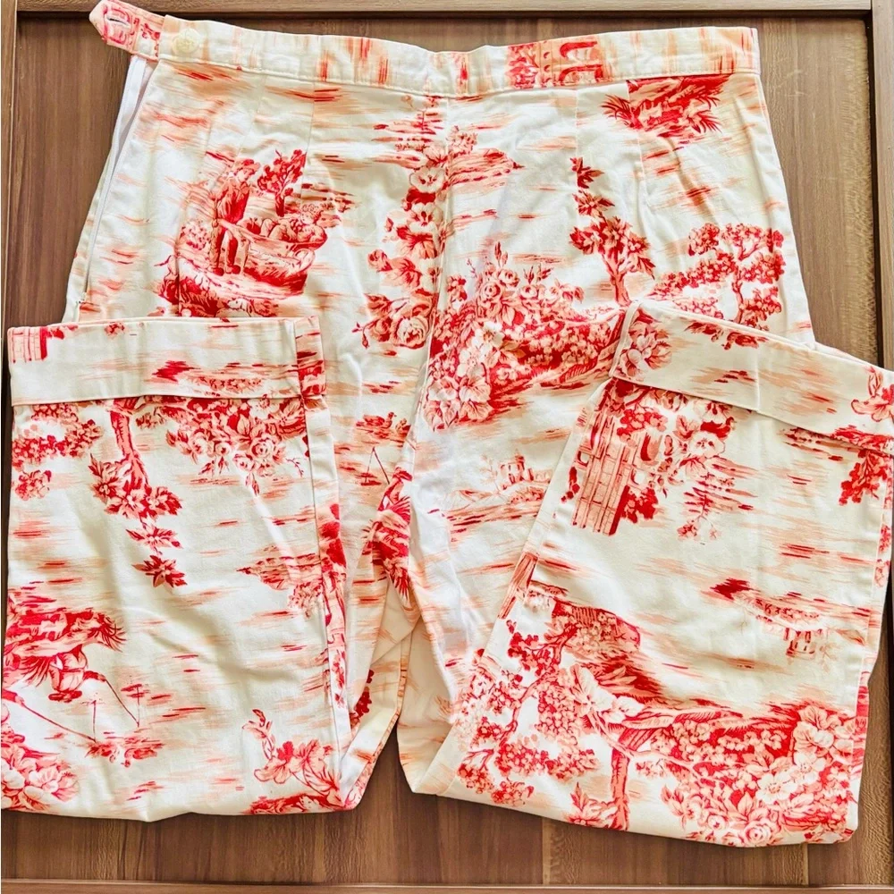 Vintage Bill Blass Sz 14 Chinoserie Patterned High Waist Cropped Pants - Picture 6 of 10